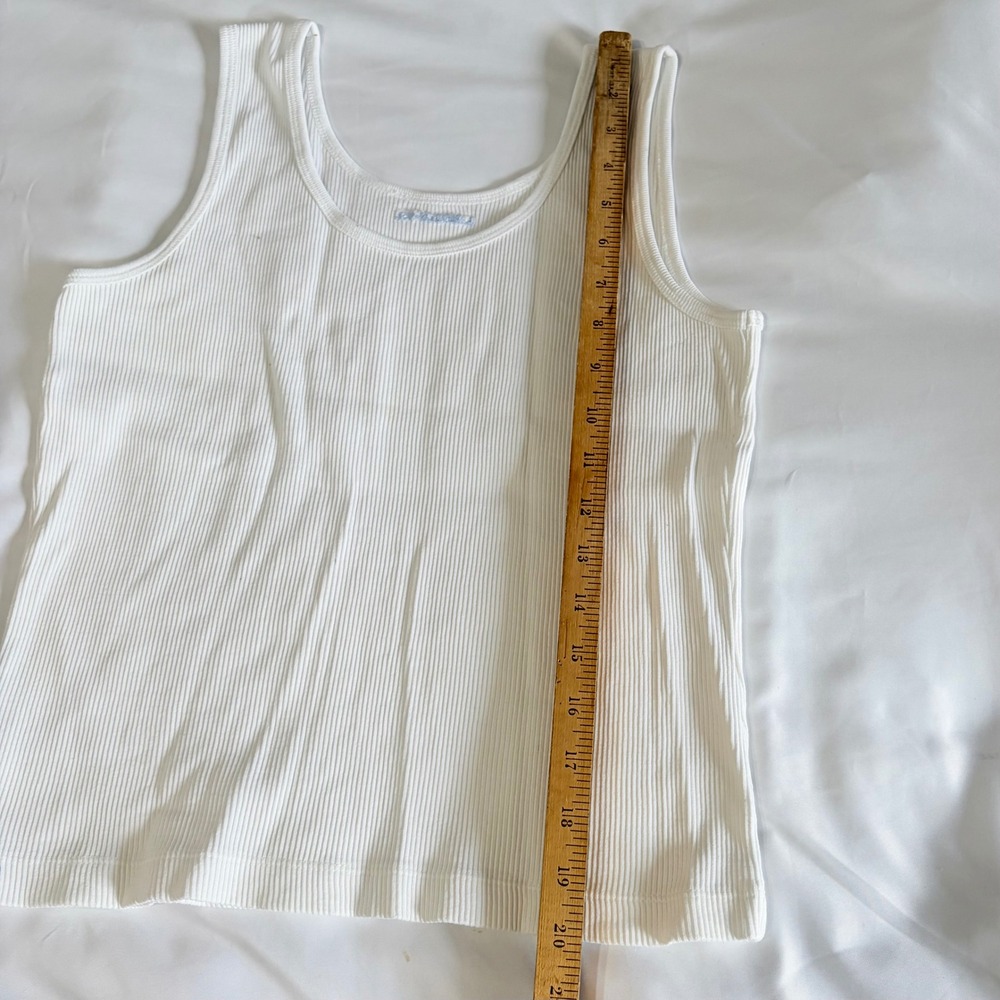 Lauren Ralph Lauren Ribbed Tank Top White Scoop Neck Cropped Sleeveless Basic - Picture 5 of 6